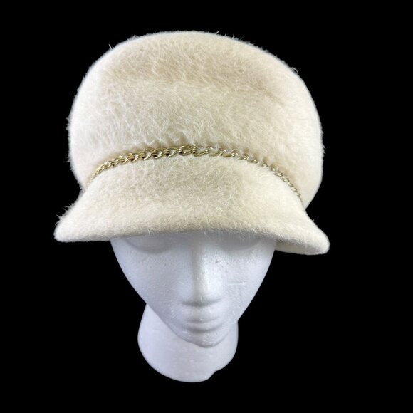 William Kitt White Wool Felt Hat with Chain Vintage 1960s Coronetta Italy - Picture 2 of 8